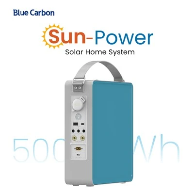 Blue Carbon 500Wh LiFePO₄ Batteri Bærbar Kraftstasjon For Solar Home System